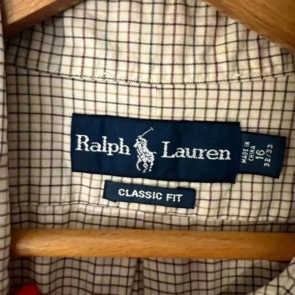Ralph Lauren Men's 16Neck Tan Button Up Shirt - Picture 3 of 6